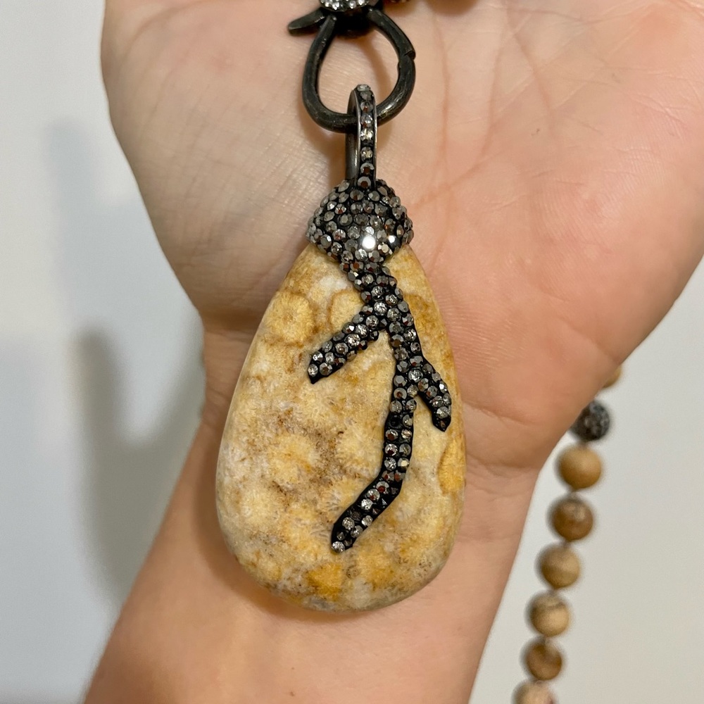 Long beaded statement necklace